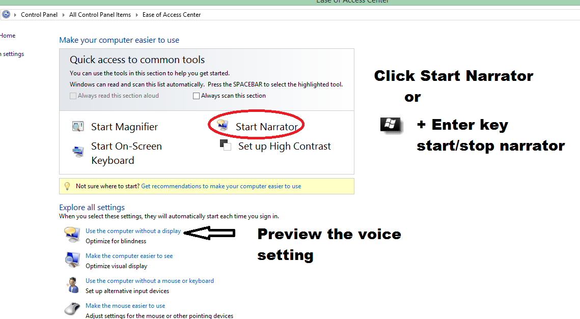 Ease of Access Windows