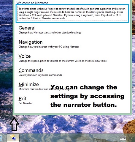 Narrator default settings