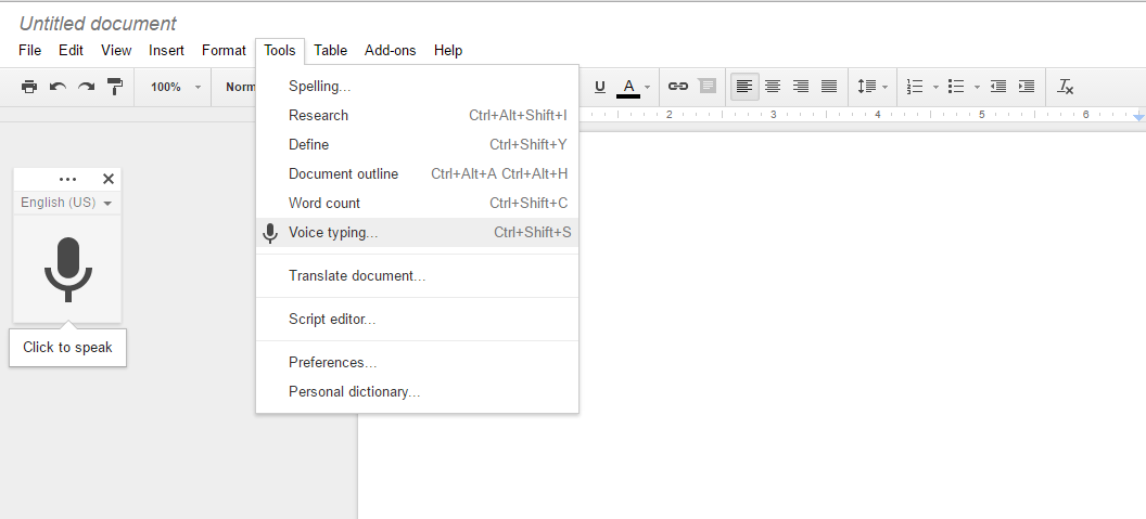 Google Docs Voice Typing Speak icon